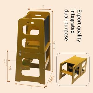 ソリッドウッド折りたたみ式安全ステップスツールキッズテーブルキッチン学習タワー幼児用ダイニング病院用寝室用学校用 - Product Image 3