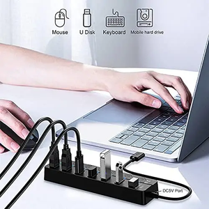 高速7合1 Usb适配器3.0端口7端口Usb数据集线器，适用于计算机Mac Pro台式机笔记本电脑的单个电源开关 - Product Image 5