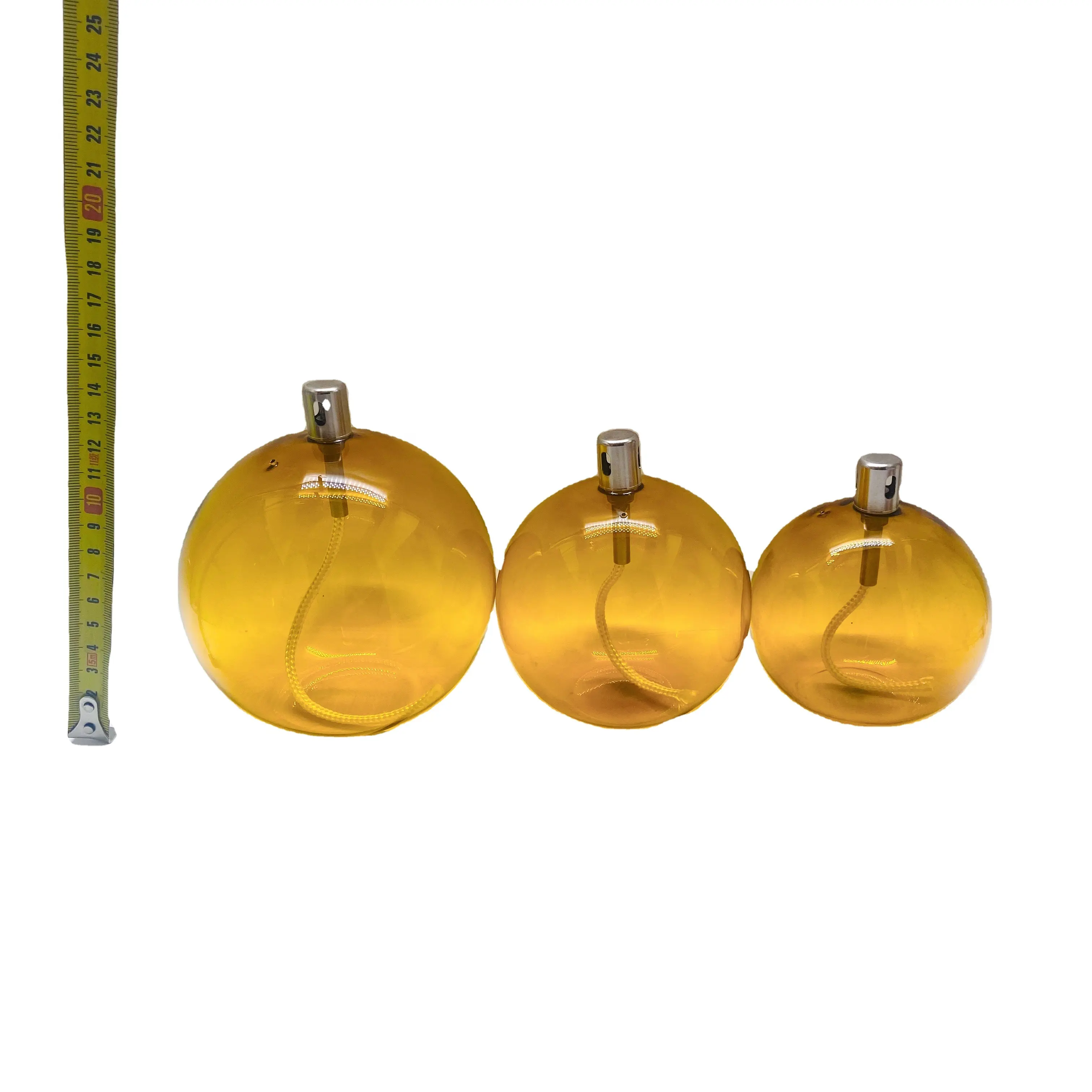 Топ продаж набор из 3 янтарных стеклянных масляных ламп прозрачный масляный подсвечник для украшения керосиновой лампы