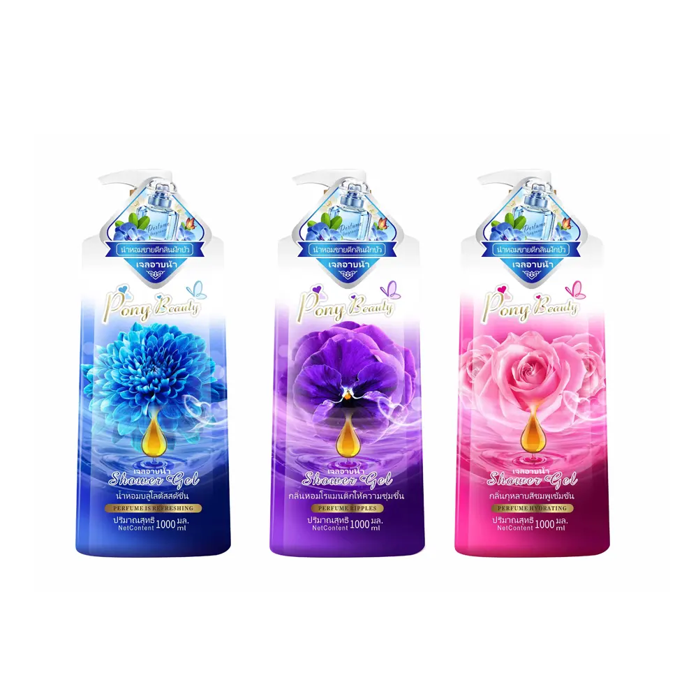 Wholesale 3 Styles Fragrant 1000ml Shower Gel Skin Body Cleanser with Moisturizing Whitening Features for Adults