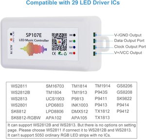 ESann SP107E แอปพลิเคชั่นฟันสีฟ้า RGB ที่ตั้งโปรแกรมได้,แถบไฟ Led พิกเซลเพลงสำหรับ WS2812 WS2801แถบ Led สีความฝัน - Product Image 4