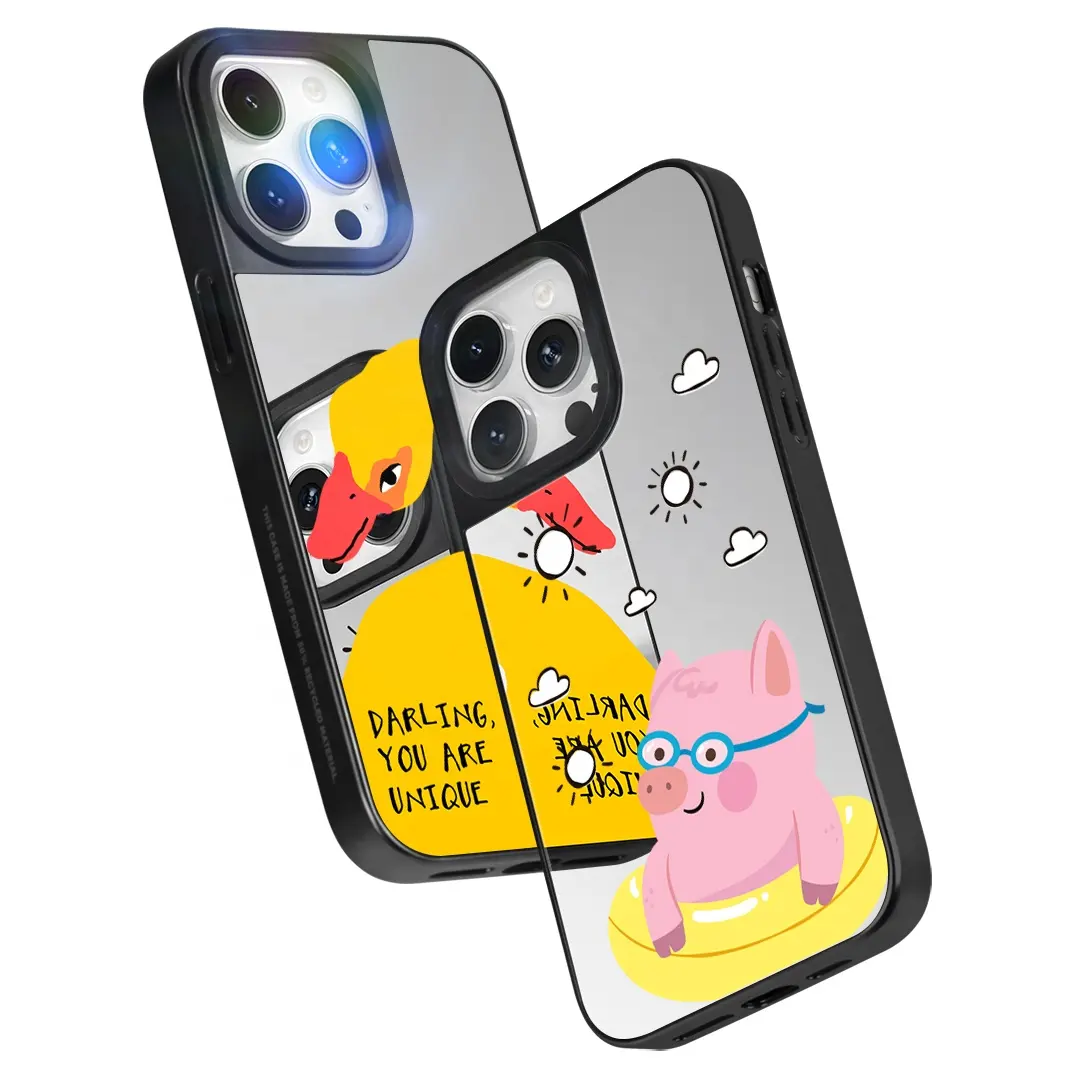 Individuelle Kamera Marke niedliches Telefonetui für iPhone 15 14 13 Pro Max Spiegel Handy-Hülle UV-Druck Kleben Rückseite Handy-Hülle