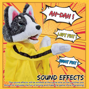 Unisex Electric Lovely <strong>Plush</strong> Boxing Dog Hand Puppets Toy Interesting B/<strong>O</strong> for Kids 11cm-30cm Height