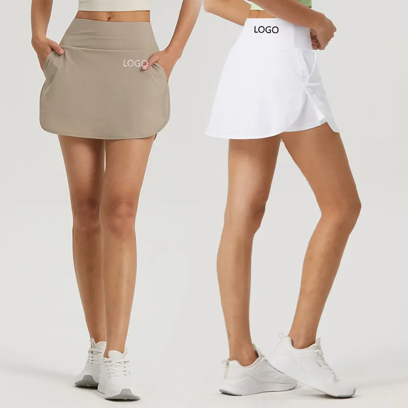 XW-DQ1514 новый дизайн, модные женские однотонные комплекты для фитнеса, спортивные теннисные костюмы, юбка для женщин