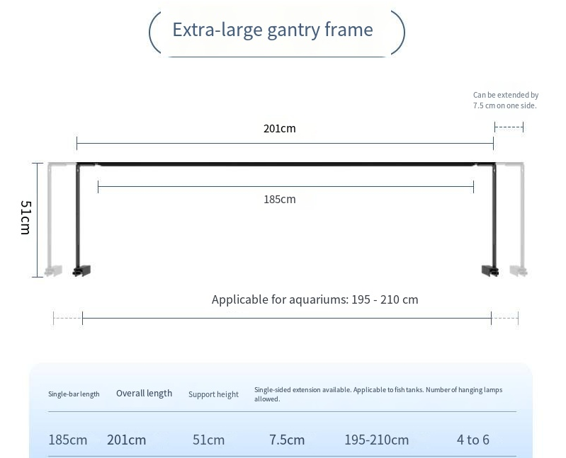 Nero-cornice del gantry Extra large 201cm
