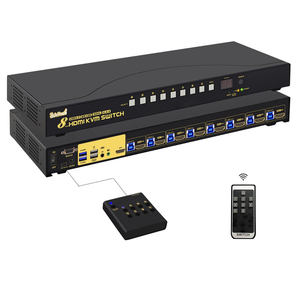 JideTech USB <strong>KVM</strong> <strong>Switch</strong> 8 Port up to 4K@60Hz Resolution with USB 3.0 Hub RS232 <strong>Switch</strong> Support Hotkey Mouse Switching for Linux - Product Image 1