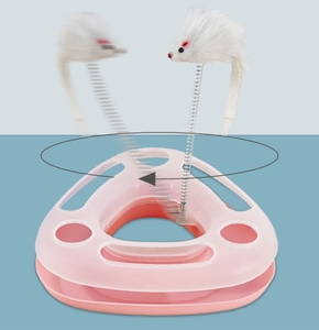 猫玩具三角游戏板塑料双色带弹簧鼠标互动猫逗玩具 - Product Image 3