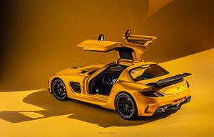 メルセデスSLS R197ブラックシリーズスタイルボディキットカーボンファイバーフロントリアバンパースポイラーフード新状態 - Product Image 6