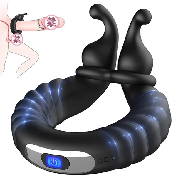 Vibrateur retarde l'éjaculation anneau pénien taille réglable dispositif de chasteté plus dur masseur de Prostate jouets sexuels pour hommes