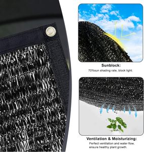 6 × 10 Fuß 70 % schwarzes Sonnenschutznetz Gartengitter Pflanzen schattentuch mit Klammern, UV-beständig, Sonnennetz für Pergola - Product Image 3