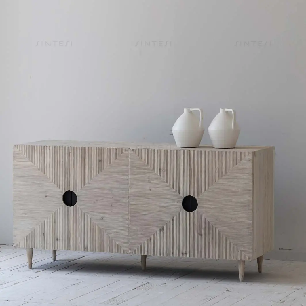 Nordic furniture reclaimed wood furniture japandi recycled pine antique cabinet sideboard wood sideboard cabinet