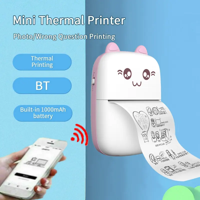 Etiqueta portátil impressora térmica, acessórios papelaria foto sem fio bt4.0 mini impressora de bolso impressora térmica