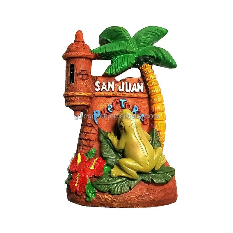 Souvenir turistico Coqui Logo personalizzato San Juan Poluresin magnete da frigorifero magneti per frigorifero in resina 3d Puerto Rico dipinti a mano