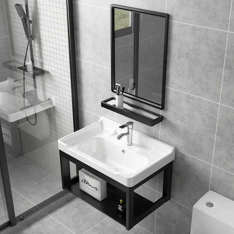 Fregadero de lavabo de cerámica Rectangular de diferentes tamaños para baño, tocador de gabinete, cubierta de drenaje decorativa para lavabo de baño