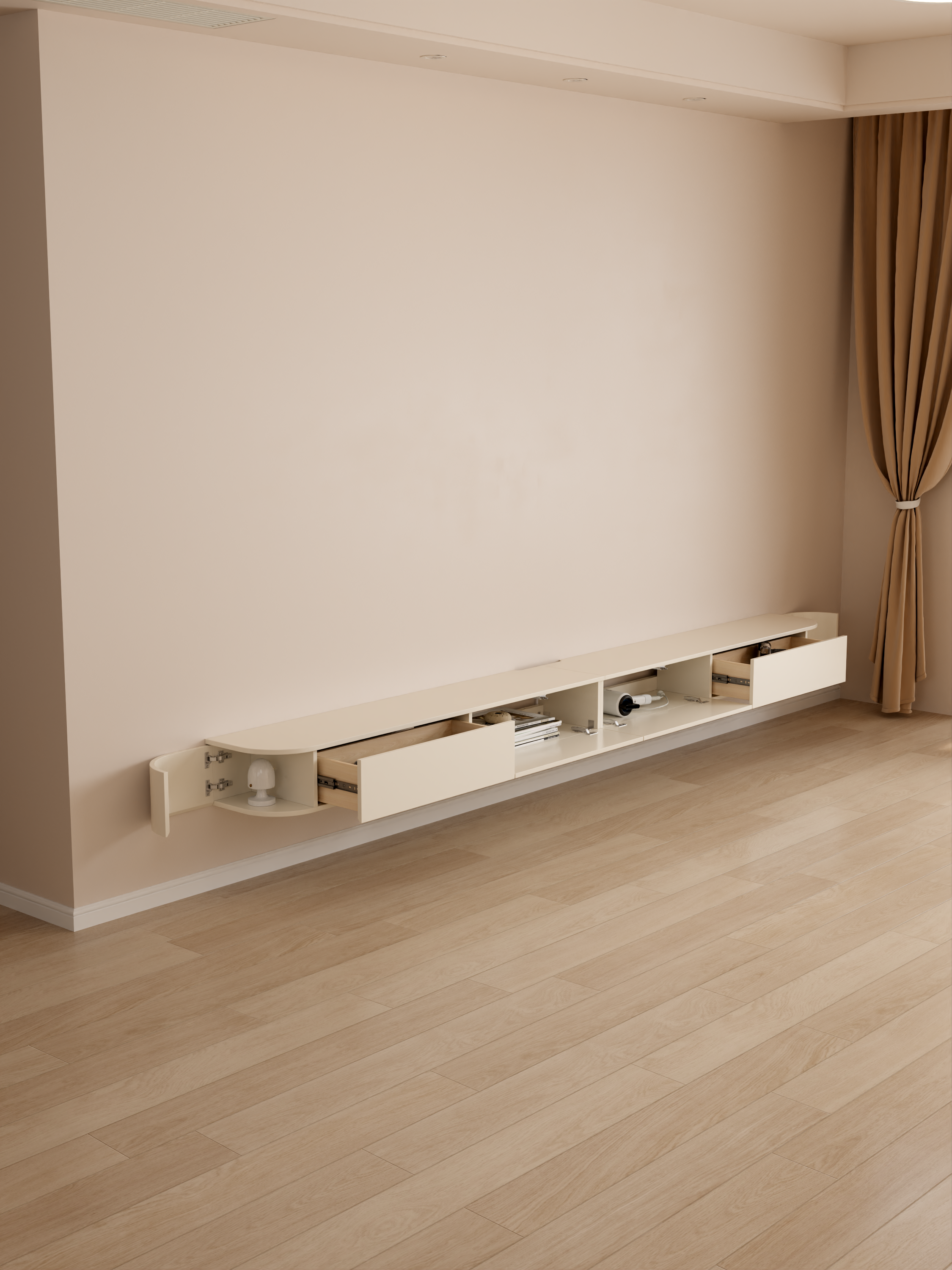 Mueble de TV de madera maciza de 3,0 m