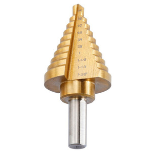 Free Shipping <strong>1</strong>/4-<strong>1</strong>-3/8 <strong>Inch</strong> High Speed Steel Triangular Straight British Step Drill Bit Steel Plate <strong>Hole</strong> Saw Tools Woodworking