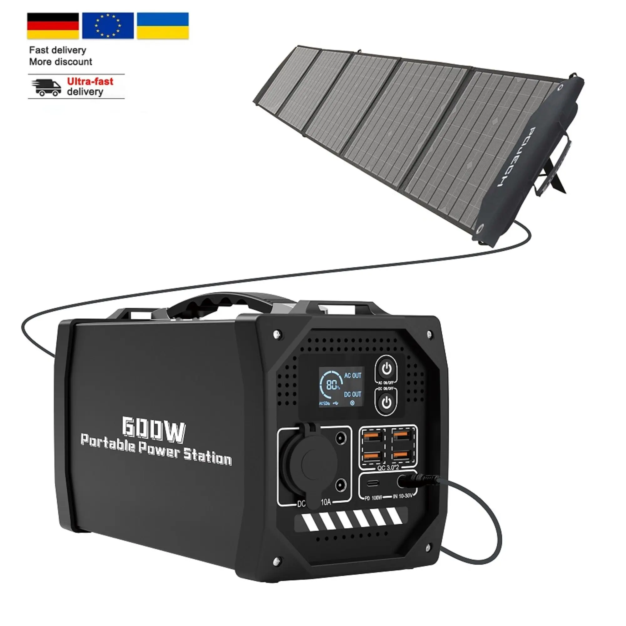 220V 230V Eu Stekker Draagbare Power Station 600W Draagbare Batterij Power Station Voor Noodgevallen