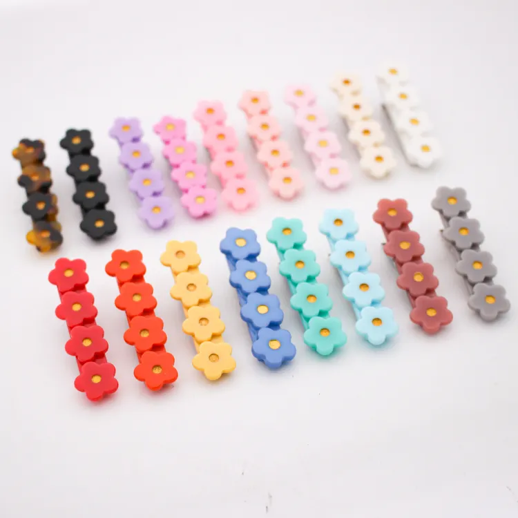 Bright colors cute hair clip acrylic acetate mini flower hair clips for girls