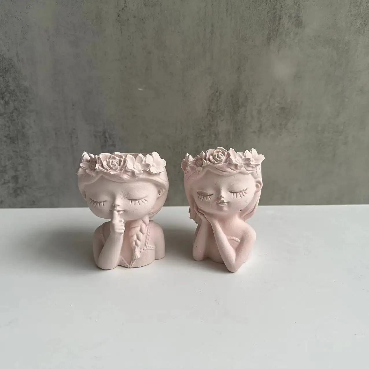 Flower Pot Silicone Mold, DIY Suculentas Plantas Concreto Mods, Pensar/Sono Menina Plantador Vaso Gesso Cimento Moldes para Resina Argila