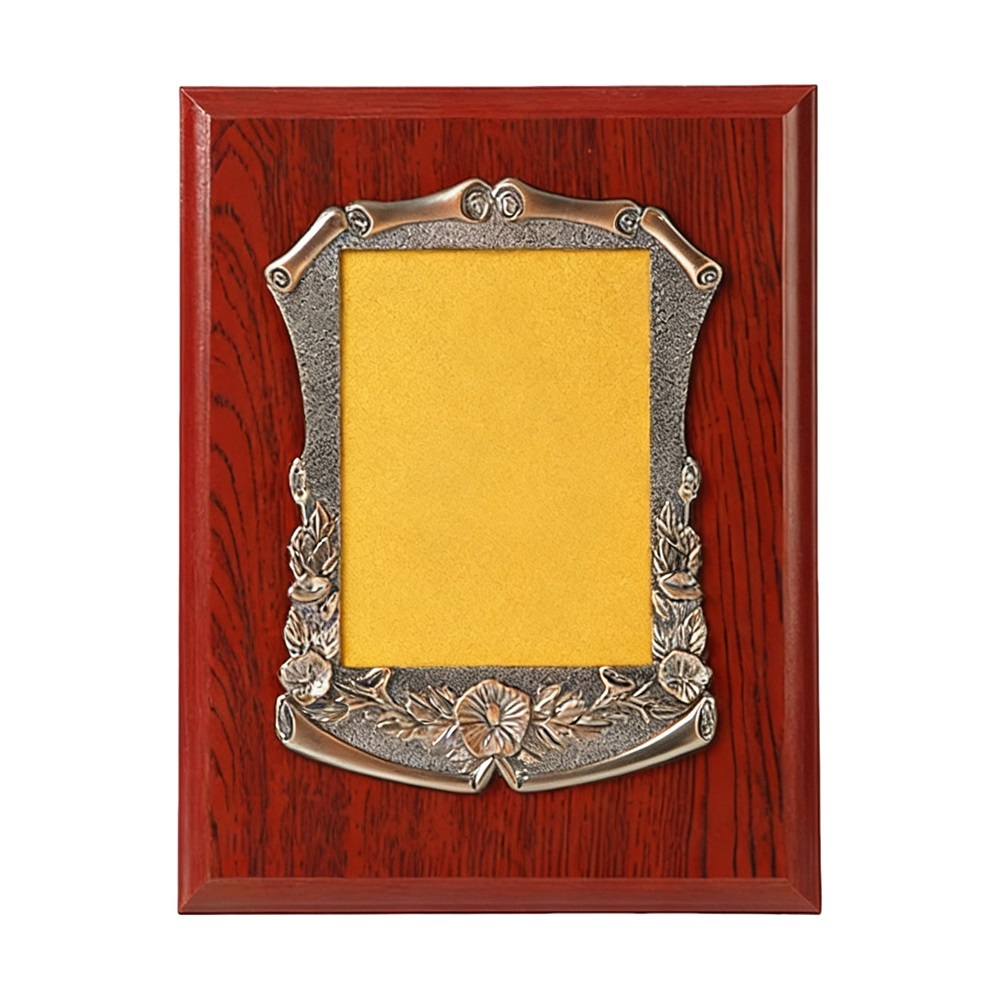 Plaque de récompense en bois et métal en gros avec logo personnalisé