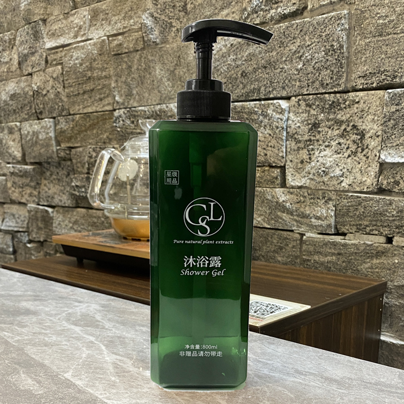 800ml vert bouteille carrée imprimé gel douche