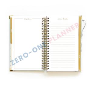 Özel baskı keten mermi bağlı altın spiral bobin ciltli defter mini taşınabilir kompakt günlük haftalık saatlik planlayıcısı dergisi - Product Image 3