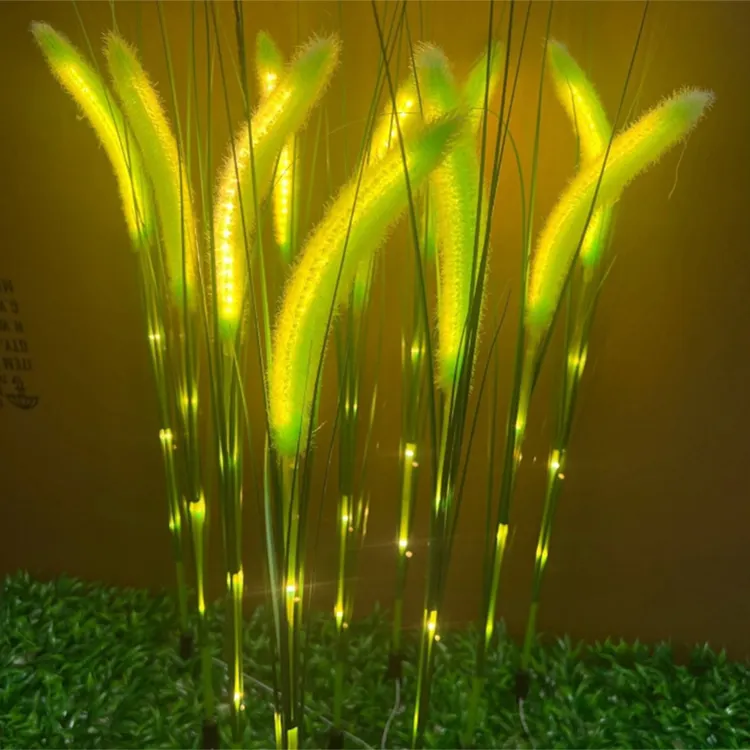 Led güneş enerjisi lambası açık peyzaj avlu dekorasyon kamış aydınlatma çim zemin takılı buğday kulak pirinç saman ışıkları