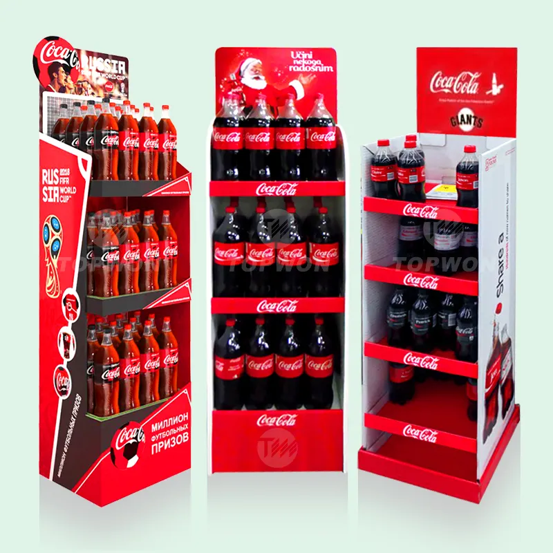High Quality Corrugated Cardboard Display Stand Retail Floor Display Stand Customized Drink Beer Wine Water Bottle Display Rack