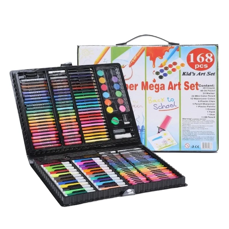 168Pcs Crianças Art Painting Set Aquarela Desenho Lápis Colorido Set Crayon Water Pen Kids Brinquedos