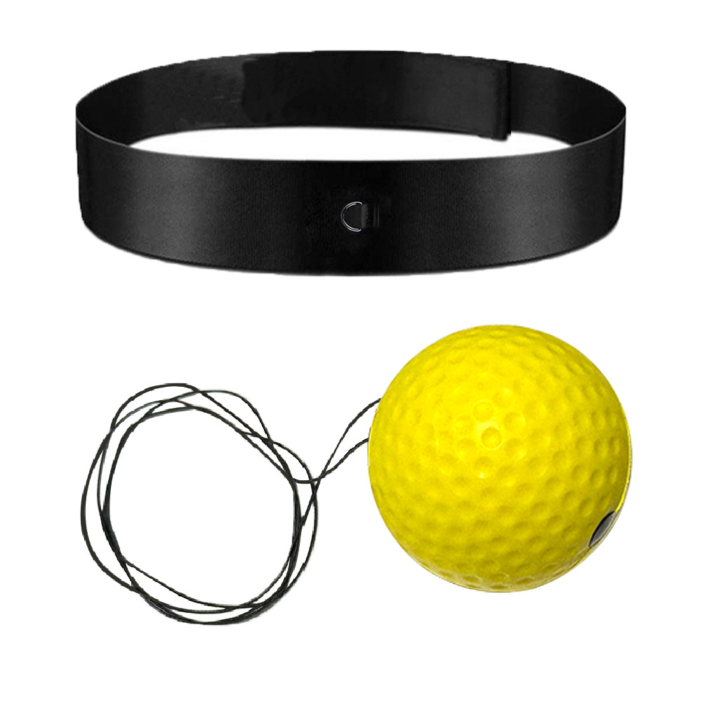Bandeau tricoté + boule souple jaune + fil
