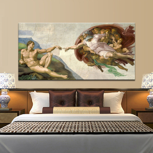 Sistine Chapel Ceiling <strong>Fresco</strong> of Michelangelo, Creation of Adam Poster Print Paintings Art on Canvas Wall Art Picture - Product Image 4