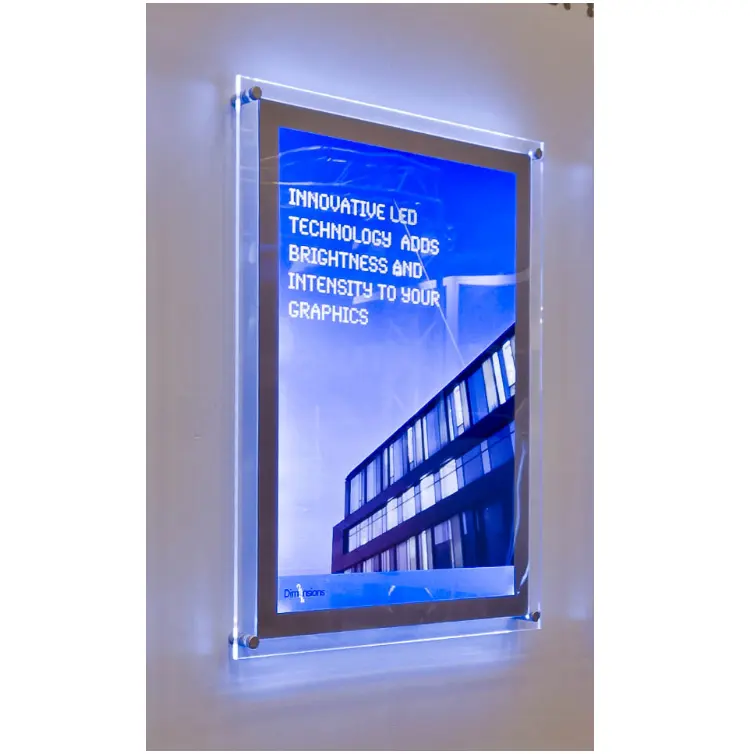 Super Slim Clear Frame frameless Advertising Single-Side Acrylic RGB LED Crystal Light Box a1 a3 display poster frame color led