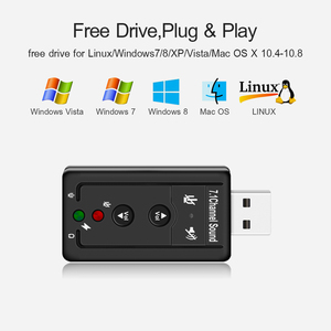 7,1 Tarjeta de sonido USB externa USB a Jack de auriculares de 3,5mm Adaptador de Audio Mic-teléfono de la tarjeta de sonido para Mac ganar Compter Android Linux - Product Image 5