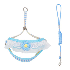 Elegante Lace Flower Pet Chest <span class=keywords><strong>Strap</strong></span> Confortável ajustável Dog Leash e Harness Set para Small Cat Dog