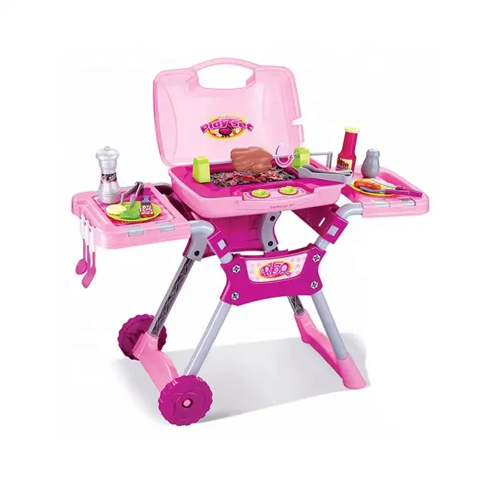 New fashion cooking game kids girls play barbecue toys kitchen set