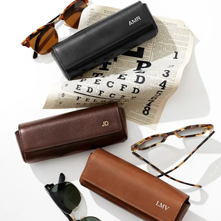 Fashion designer custom sunglasses case personalized folding leather glasses case