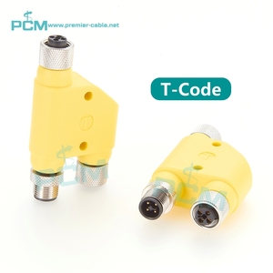 H-distribütörü M12 t-kodu 4Pin güç Y Splitter su geçirmez erkek endüstriyel otomasyon sunucu DC Moto için kadın Adpater - Product Image 4