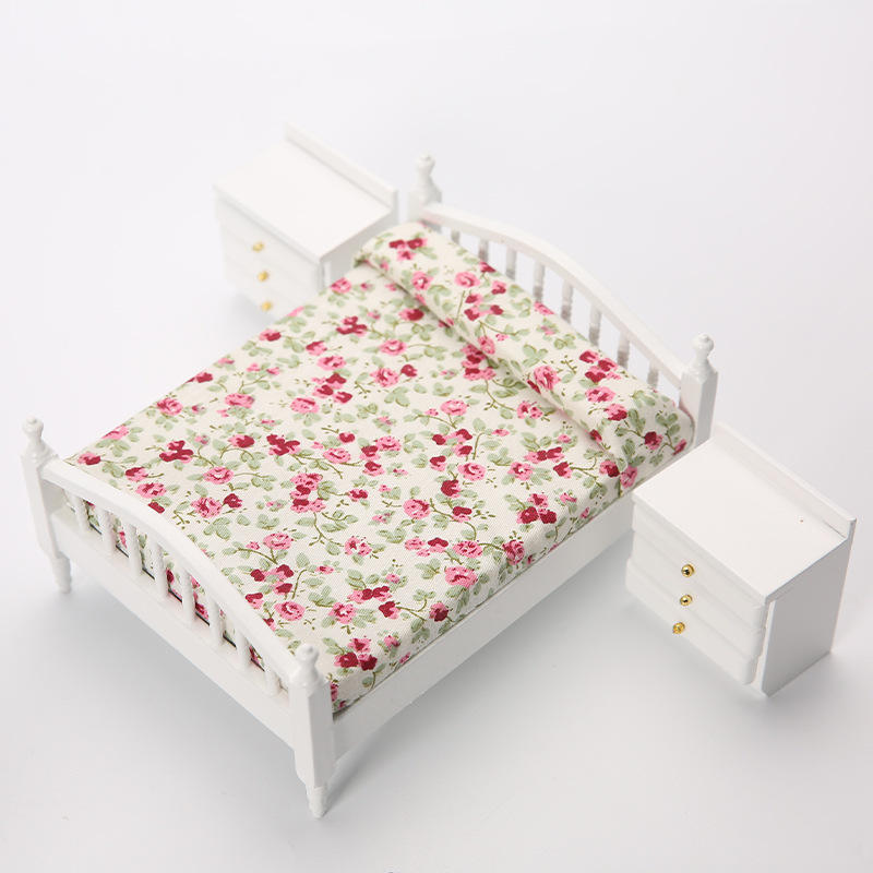 เตียงคู่2โต๊ะข้างเตียงสีขาว2