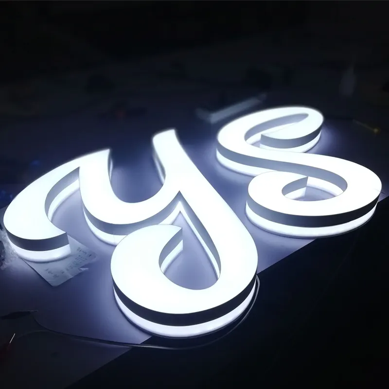 Оптовая Продажа с фабрики светодиодная буква алфавита наружное 3d освещение светящиеся вывески логотип Компании Название