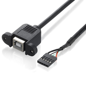 Bochara 30cm DB 2.54mm 5Pin başlık dişi USB 2.0 tip B dişi yazıcı kablosu F/F vidalı Panel montajlı korumalı - Product Image 4
