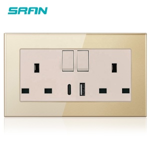 定制英国标准白色230V USB C型电气墙壁开关插座插座 - Product Image 4