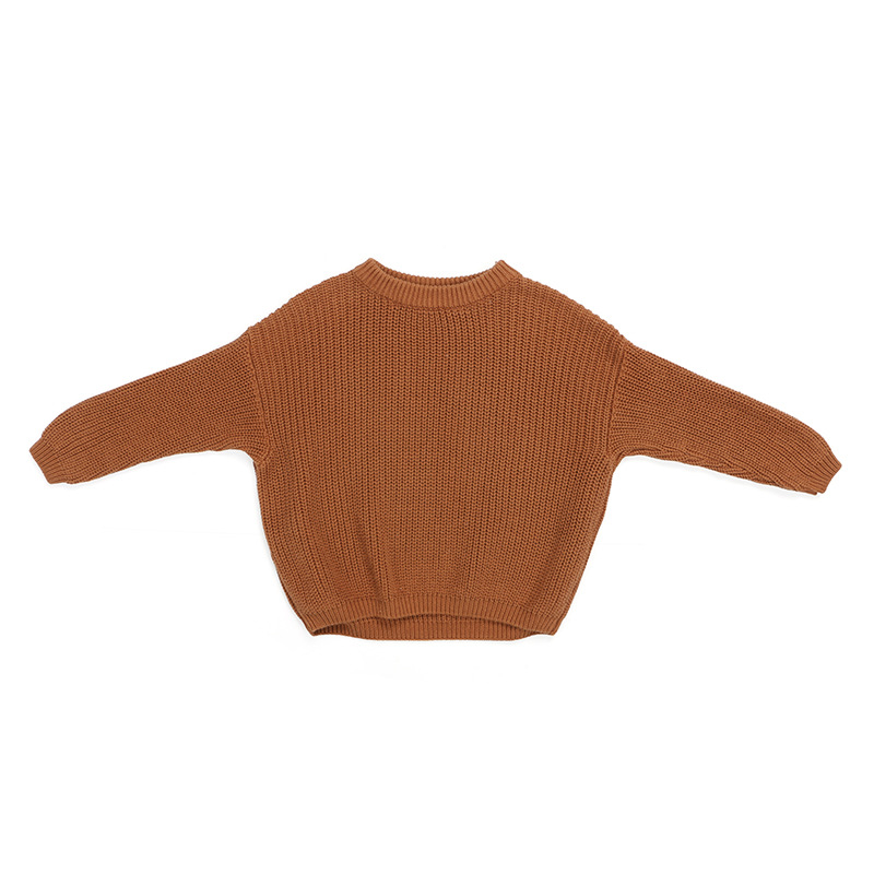Rust kids chunky cardigan sweater