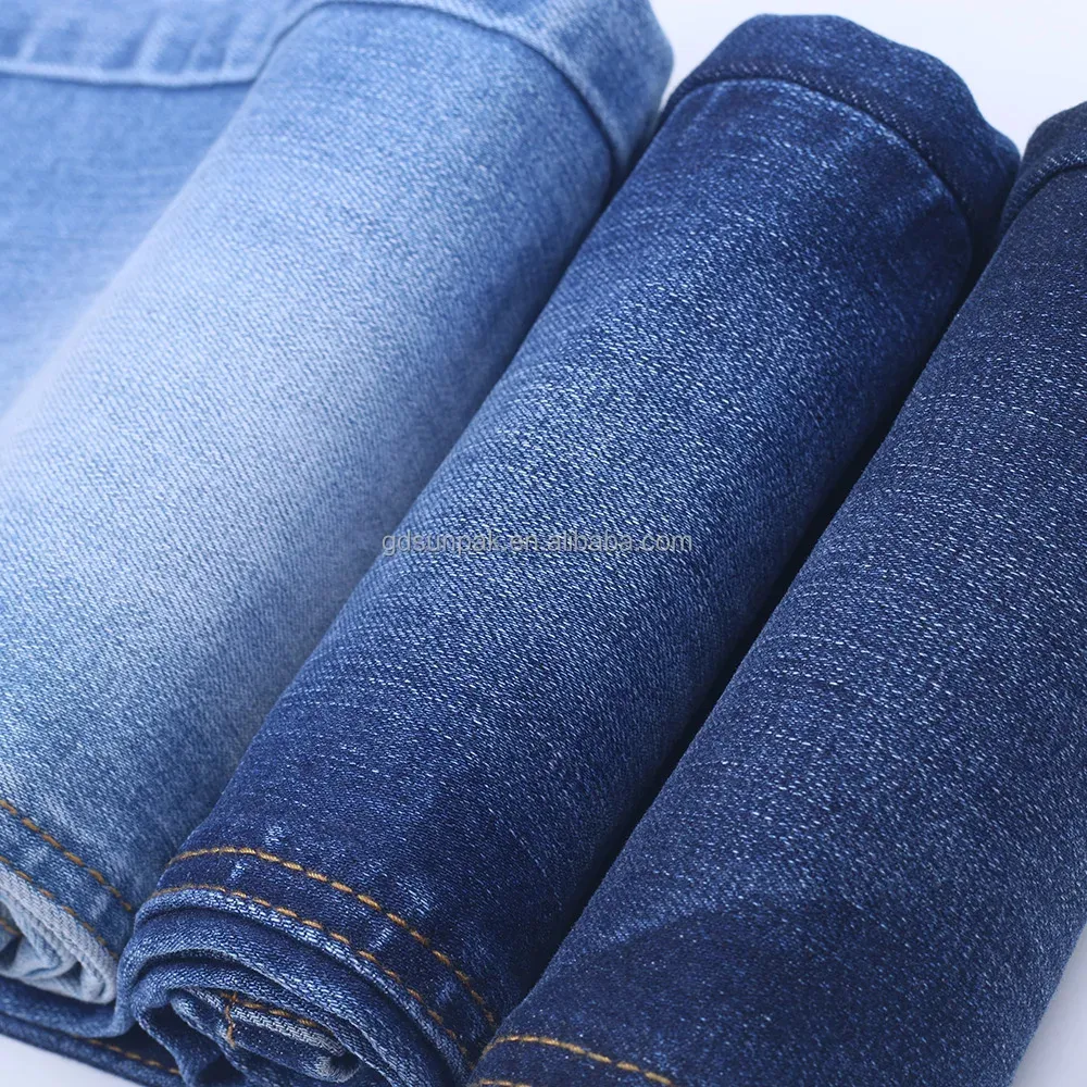 China Top Factory Direct Sell 10.2oz 92%Cotton Super Stretch Indigo Blue Warp Slubby Denim Jeans Fabric T0638-1#
