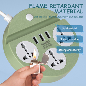 Soporte de teléfono de fábrica, toma de corriente Universal de 3 vías, tira de alimentación USB, multifunción, extensión redonda - Product Image 6