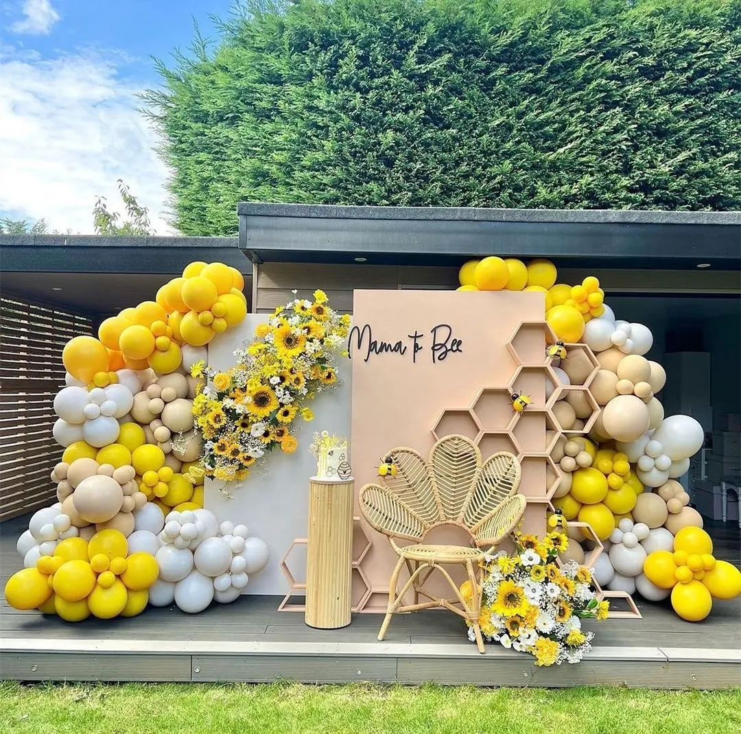 Globos con tema de abeja amarilla de limón, arco de lámina de látex, kit de guirnalda para regalo de cumpleaños, celebración de bebé, aniversario, decoración de fiesta para interior y exterior