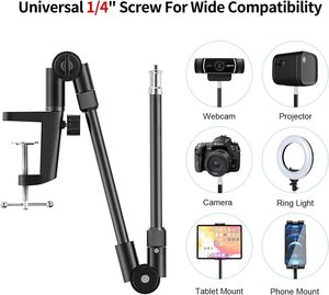 Máy tính bảng đứng chủ với 360 độ Điện thoại ipad Tripod núi, 27in cánh tay dài Webcam đứng máy chiếu máy ảnh núi cho bàn - Product Image 3