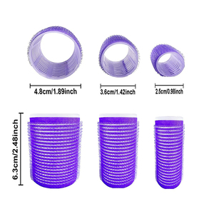 Factory Wholesale 3 Sizes No Heat Self Grip Hair <strong>Rollers</strong> Set 18pcs Plastic Nylon Hair <strong>Rollers</strong> With 12pcs Clips