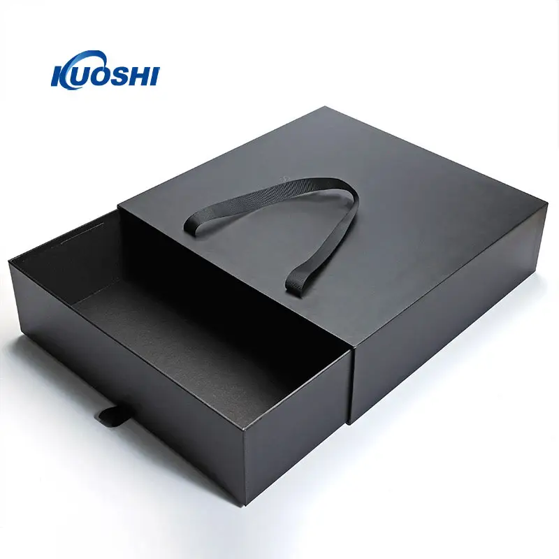 OEM Impressão Personalizada Hard Rígida Cardboard Luxo Deslizante Caixa Com alça Rope Gift Sleeve Drawer Box Packaging