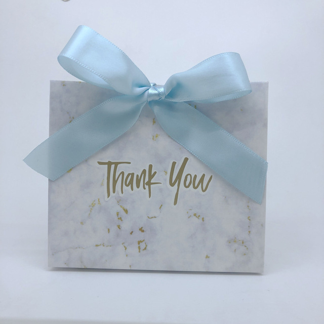 Marble pattern+blue ribbon