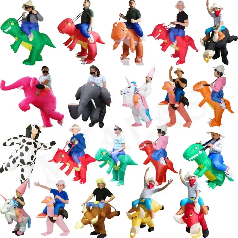 Purim unicórnio inflável fantasia, fantasia, dinossauro, dino, traje cowboy, elefante, animal, mascote, fantasia halloween